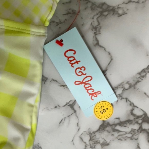 Cat & Jack Girls Gingham Check One-Piece Bathing Suit Swimsuit Size S - M - Picture 4 of 11